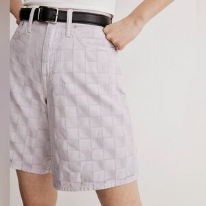 MADEWELL Bermuda Shorts in‎ Checkerboard Jacquard Dusty Lavender Womens SIZE 27